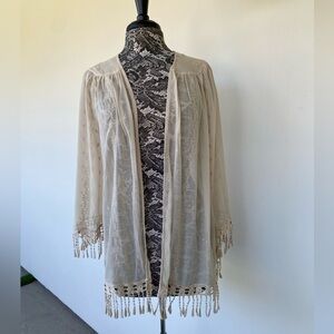 Elegant Cream Kimono Wrap size XL